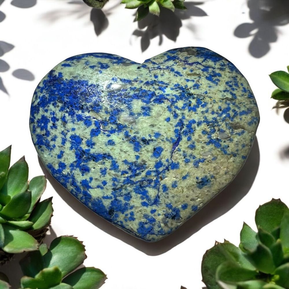 Azurite Heart Carving Meditation Stone